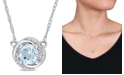 Macy's Blue Topaz (1 ct. t.w.) and Diamond Accent Swirl 17" Necklace in 10k White Gold